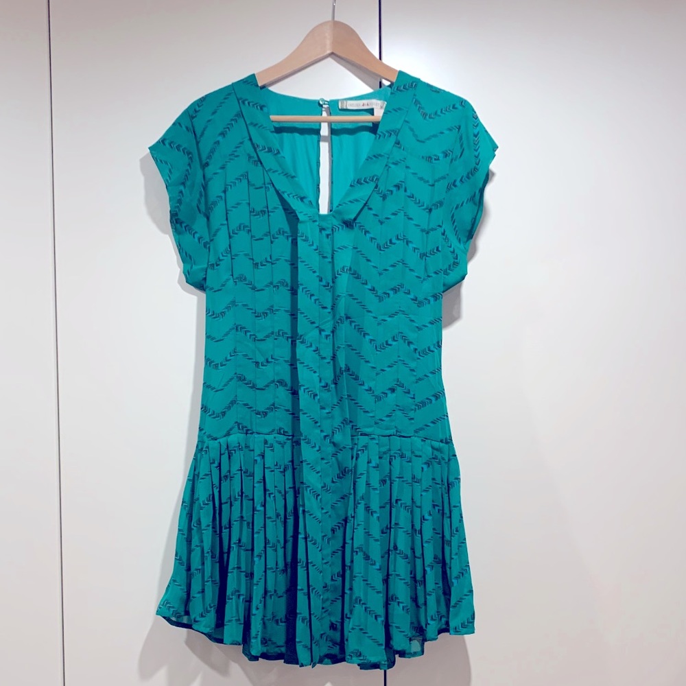 Chelsea & violet drop waist pleated green dress